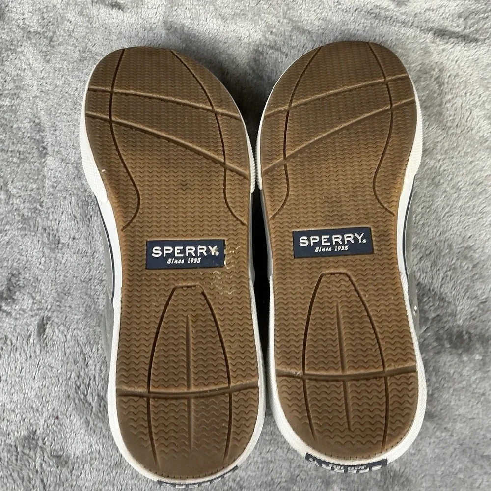 Sperry Top-Sider Halyard Boat Shoes Mens 9M Gray Canvas Memory Foam Nautical